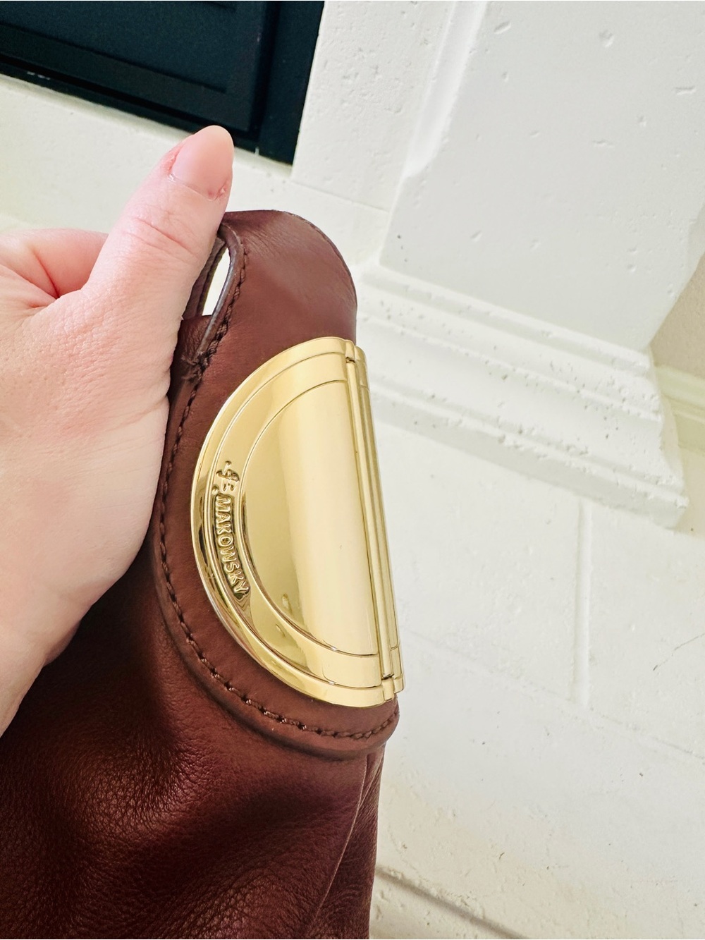 b. makowsky Brown Suede & Leather Shoulder Bag - Picture 4 of 9